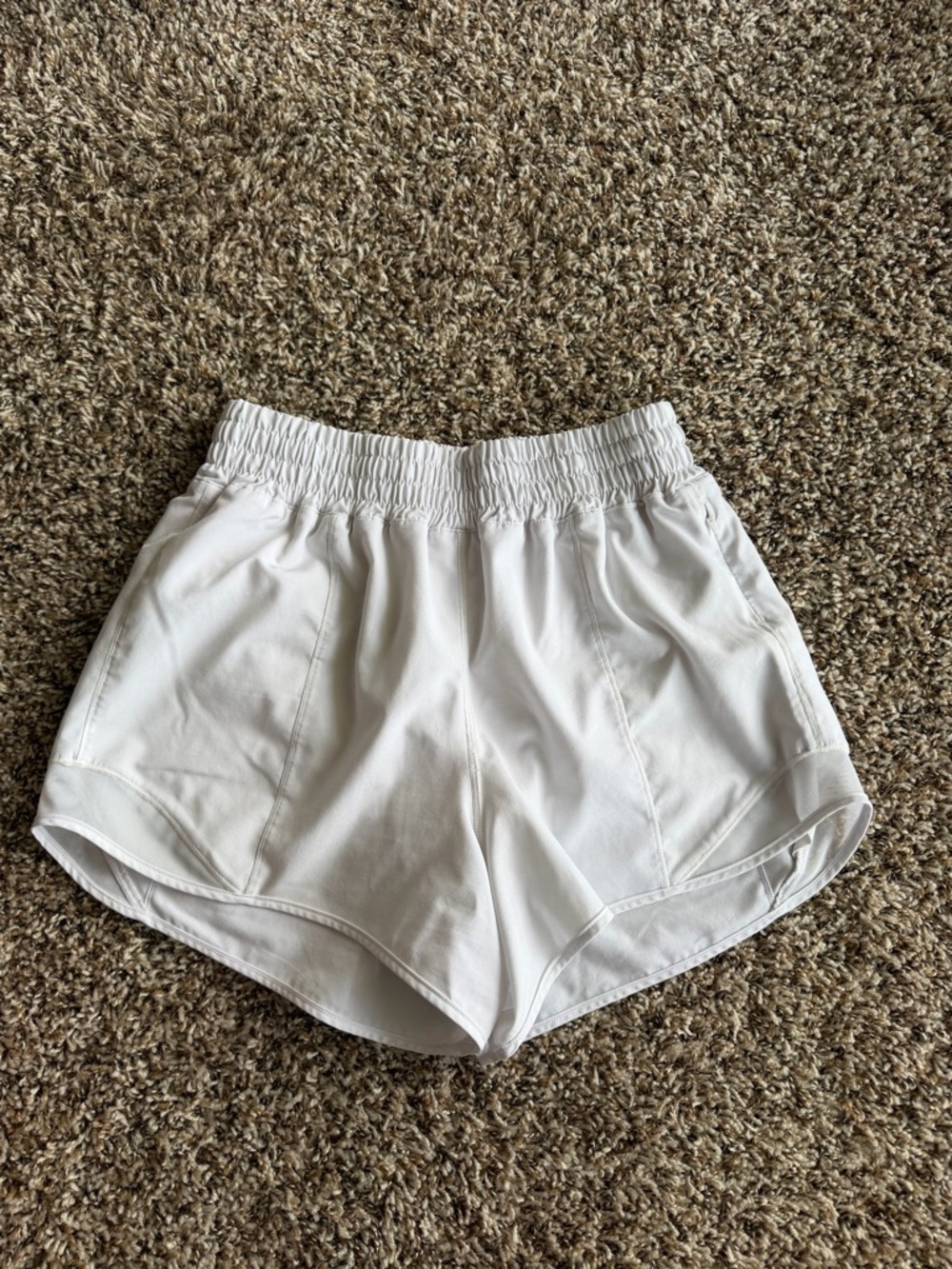 Women’s White Colorfulkoala Athletic Shorts High Rise Zipper Pocket Medium